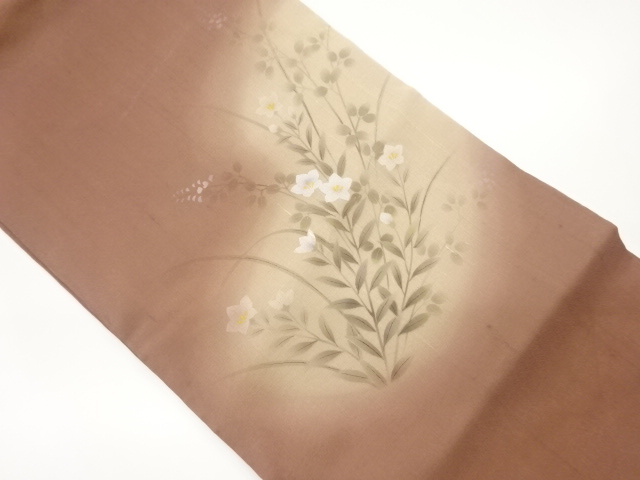 紗紬桔梗模様織出し名古屋帯